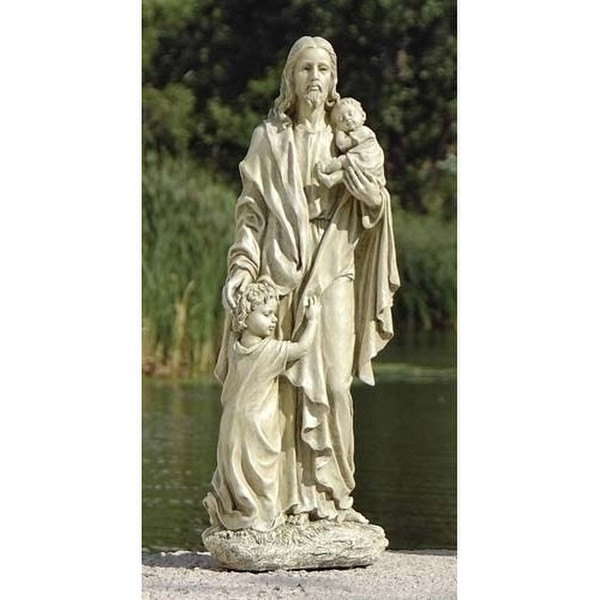 Jesus With Children Garden Sculpture 24" High